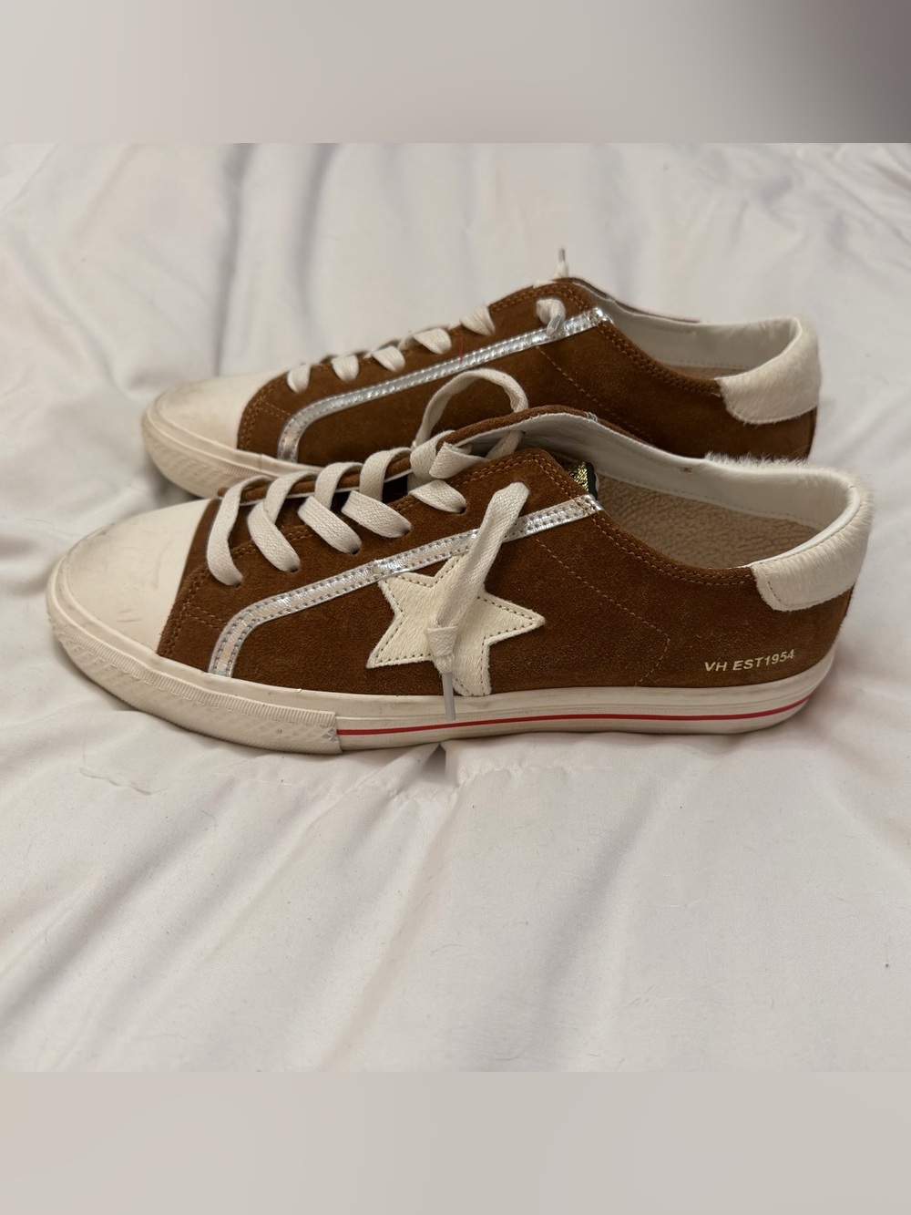 Vintage Havana Brown Suede Low-Top Sneakers with White Star